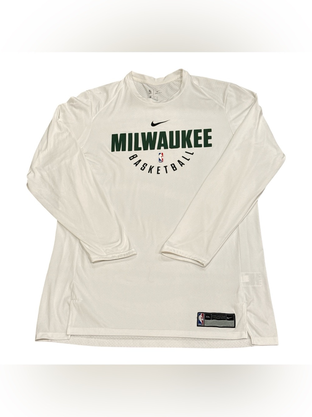 Nike Engineered Milwaukee Bucks NBA White Long Sleeve Basketball Shirt Mens 2XL